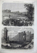 Old Antique Print Archbishop Cathedral Inverness Castle 1866 Theatre Ruin 19th