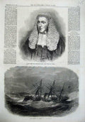 Old Antique Print Hugh Cairns Lord Justice Appeal Ship Wyvern Channel1866 19th