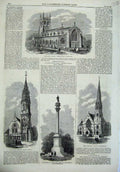 Old Antique Print Aysgarth Church Yorkshire 1866 Wesleyan Chapel Church 19th