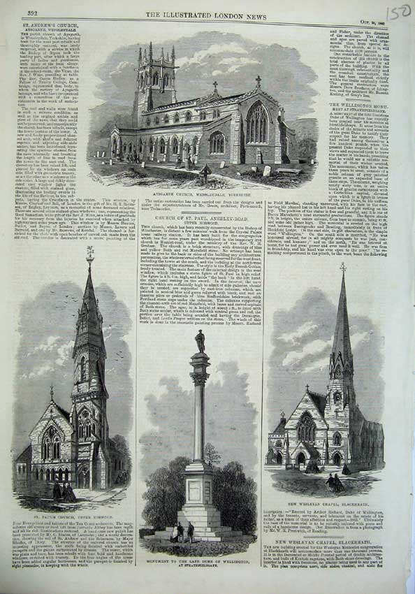 Old Antique Print Aysgarth Church Yorkshire 1866 Wesleyan Chapel Church 19th