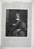Old Antique Print 1866 Fine Art Portrait Lord Chancellor Clarendon Lely 19th