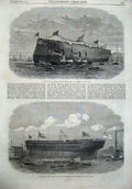 Old Antique Print Jumna Indian Troop Ship Serapis Blackwall 1866 Jarrow 19th