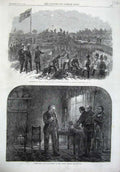 Original Old Antique Print Tower Hamlets Engineers Army 1866 Theatre Lyceum Art