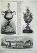 Old Antique Print 1866 Turnbridge Grammar School Cup Horse Races Kelley 19th