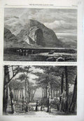 Old Antique Print Fine Art 1866 Craig Bychan Cwellyn Wales Resin Landes 19th