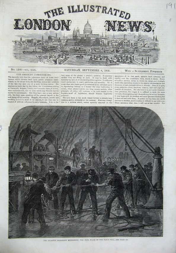 Old Antique Print 1866 Atlantic Telegraph Expedition Foul Lake Cable Coil 19th