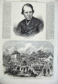 Original Old Antique Print George Richmond 1866 Basford Park Nottingham People