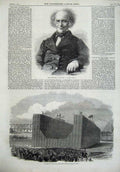 Original Old Antique Print Portrait Mahony Prout 1866 Floating Dock Callao Peru