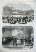 Original Old Antique Print Canadian Volunteers Mars Montreal 1866 Ship Eastern