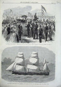 Old Antique Print Rifle Meeting Surrey 1866 Amazon Screw Ship Sloop War 19th