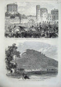 Old Antique Print Marriage Princess Helena 1866 Windsor Castle Train Elbe 19th