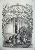 Original Old Antique Print 1866 Children Christmas Carols Stairs Toy Horse 19th