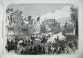 Original Old Antique Print Queen Wolverhampton 1866 Procession Snow-Hill Horses