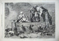 Original Old Antique Print 1866 Hudibras Ralpho Stocks Horse Vegetables Pettie