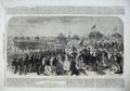 Old Antique Print 1866 Scene Opening West Pier Brighton Ships Horses Art 19th