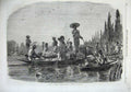 Old Antique Print 1866 Fine Art Mexican Indians Taking Fruit Market Boats 19th