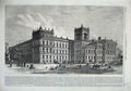 Old Antique Print 1866 New Foreign India Offices Exterior Front Fine Art 19th
