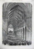 Old Antique Print Festival Three Choirs Worcester Cathedral Church 1866 19th