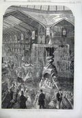 Old Antique Print Fine Art 1866 Exhibition Arts Industry Stockholm Water 19th
