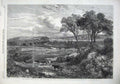 Original Old Antique Print 1866 Fine Art View Town Nottingham Ruddington Hills