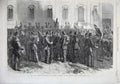 Original Old Antique Print War 1866 Prussian Siers Landwher Theatre Dresden
