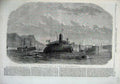 Original Old Antique Print 1866 French Iron Clad Ship Taurea Toulon Harbour Art
