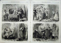Old Antique Print 1866 Christmas Scene Family Charade Pictoral Fine Art 19th