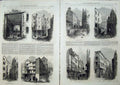 Old Antique Print 1866 Houses Boswell Court Newcastle Demolished Courts 19th