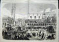 Old Antique Print 1866 King Victor Emmanuel Venice Doge'S Palace Canal 19th