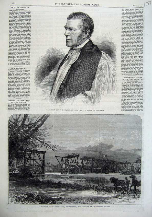 Old Antique Print 1867 Rev Claughton Rochester Railway Bridge Hammersmith 19th