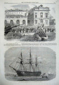 Old Antique Print 1867 Chichester Ship Thames Dublin Life Boat Custom Art 19th