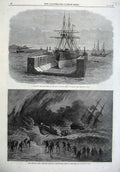 Old Antique Print Fine Art 1867 Lewis Life-Boat Pe Penzance Peruvian Dock 19th