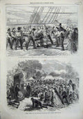 Original Old Antique Print 1867 Warspite Training Ship Woolwich Asylum Redhill