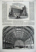 Old Antique Print 1867 Church Windsor Forest Drill Shed Ta Army Yorkshire 19th