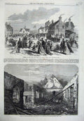 Old Antique Print Home Little Boys Horton Kirby 1867 Ruins Farm Kent Art 19th