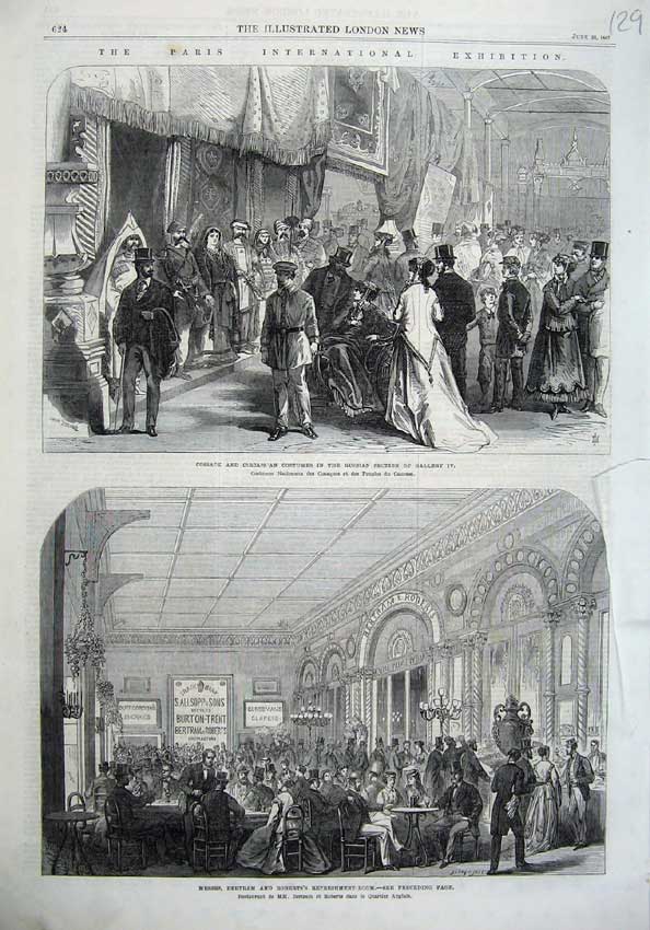 Original Old Antique Print 1867 Cossack Costumes Russian Bertram Roberts Paris