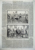 Old Antique Print Bas-Reliefs Pedestel Herbert Statue Pall-Mall 1867 War 19th