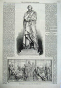 Old Antique Print Statue Lord Herbert 1867 Bas-Relief Pedestal Pall-Mall 19th