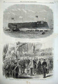 Old Antique Print 1867 Inauguration Works Brussels King Belgium Kron Ship 19th