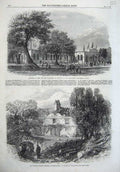 Original Old Antique Print 1867 Richard Steele Cottage Haverstock Building Agra
