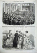 Original Old Antique Print Paris Fashion 1867 Reception Cuvillier Fleury French