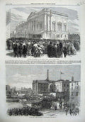 Old Antique Print Members Keys Douglas Isle Man Life Boat Gloucester 1867 19th