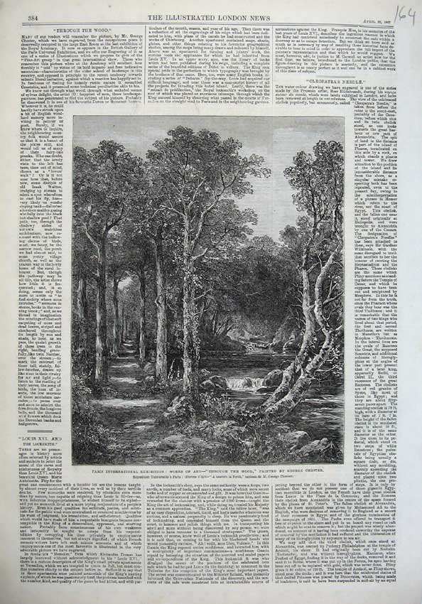 Old Antique Print 1867Paris International Exhibition Woods Trees Fine Art 19th