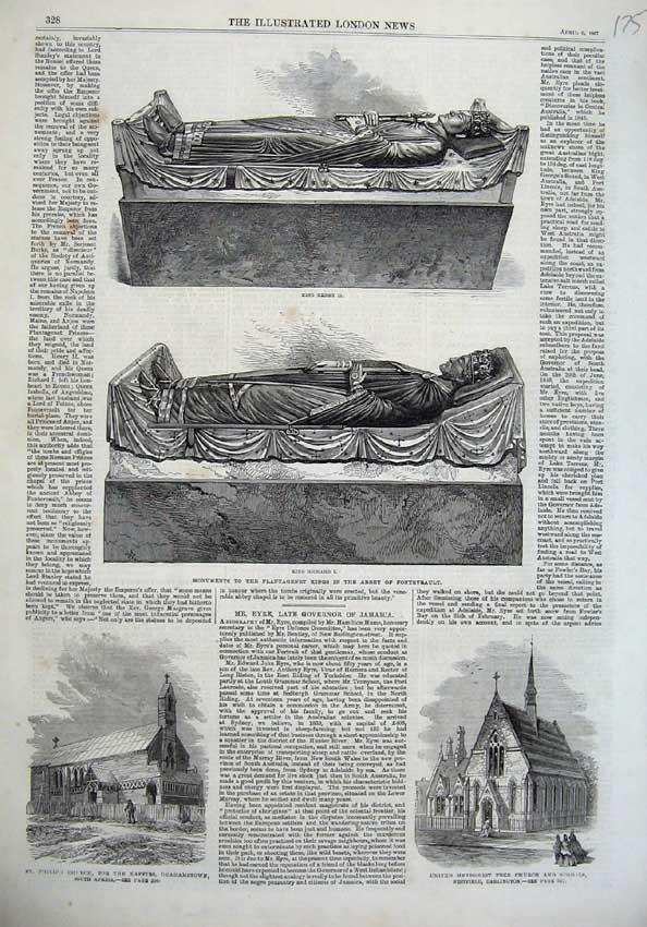 Old Antique Print 1867Monument King Richard Henry Church Methodist Africa 19th