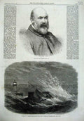Old Antique Print John Phillip 1867 Wreck Fishing Ship Ramsgate Harbour 19th