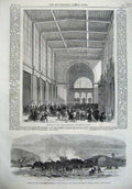 Old Antique Print Paris Exhibition Building1867 Carlisle Railway Explsion 19th
