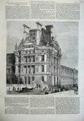 Old Antique Print 1867 View New Pavillion De Flore Tuileries Building Art 19th