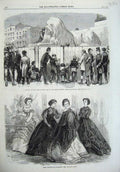 Old Antique Print 1867 Aris Fashion Nelson Column Trafalgar Square Lions 19th