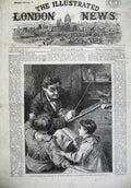 Old Antique Print 1867 Fine Art Children School Teacher Book Stick Morgan 19th