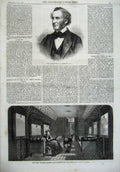 Old Antique Print 1867 Commander Moriarty Railway Carriage Saloon Wales 19th